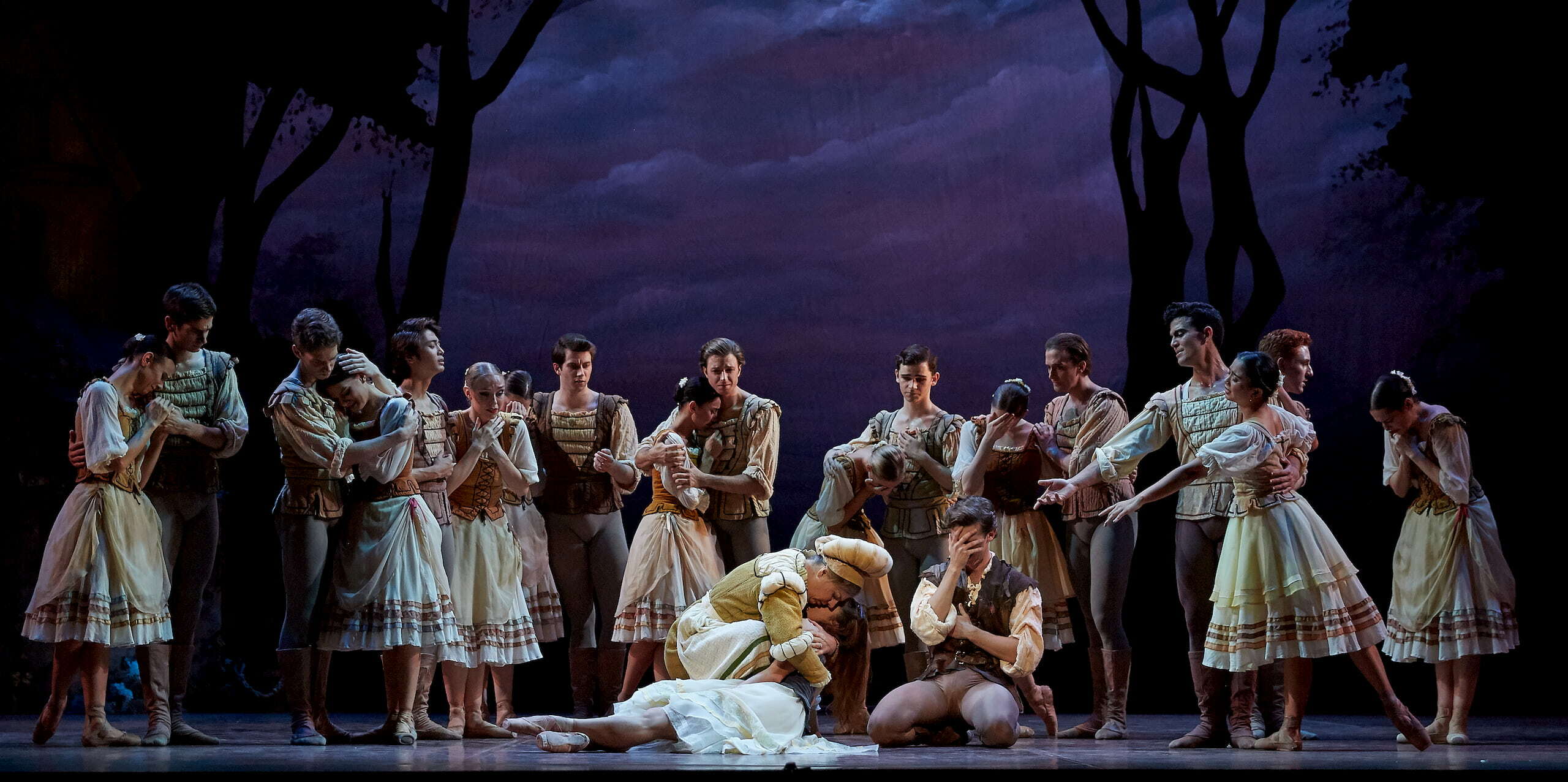 Chihiro Nomura as Giselle and Beth James as the Mother with dancers of West Australian Ballet in Giselle (2019). Photo by Sergey Pevnev